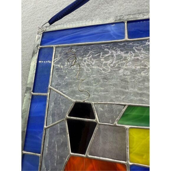 Happy Little Train Child's Decoration Stained Glass Art Hanging 12" X 9.5" - Picture 5 of 6